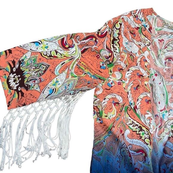 🌸 Gimmicks by BKE Printed Flyaway Cardigan Kimono M - Picture 4 of 8